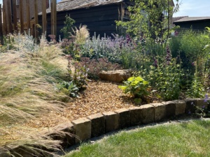 Gravel planting on embankment